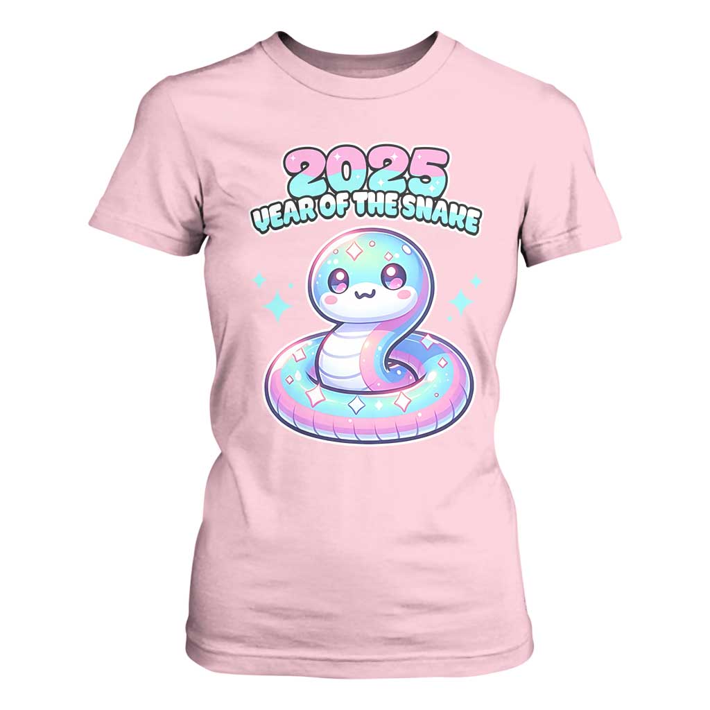 Year Of The Snake 2025 T Shirt For Women Cute Snake Happy New Year TS09 Light Pink Print Your Wear