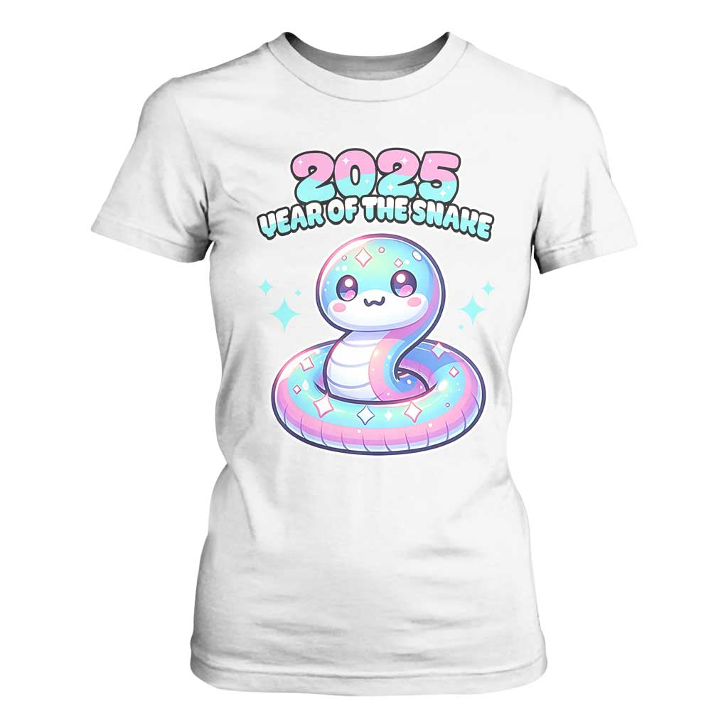 Year Of The Snake 2025 T Shirt For Women Cute Snake Happy New Year TS09 White Print Your Wear