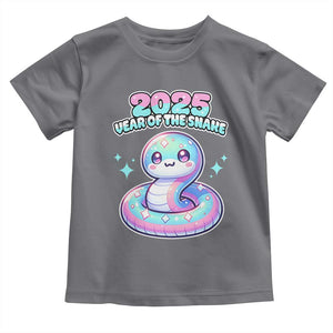 Year Of The Snake 2025 Toddler T Shirt Cute Snake Happy New Year TS09 Charcoal Print Your Wear