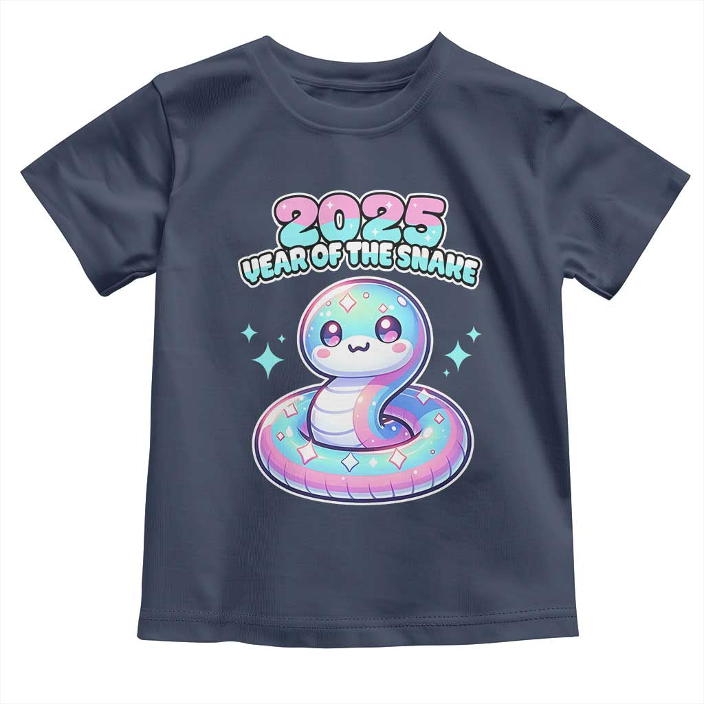 Year Of The Snake 2025 Toddler T Shirt Cute Snake Happy New Year TS09 Navy Print Your Wear