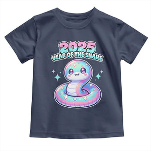 Year Of The Snake 2025 Toddler T Shirt Cute Snake Happy New Year TS09 Navy Print Your Wear
