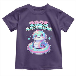 Year Of The Snake 2025 Toddler T Shirt Cute Snake Happy New Year TS09 Purple Print Your Wear