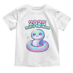 Year Of The Snake 2025 Toddler T Shirt Cute Snake Happy New Year TS09 White Print Your Wear