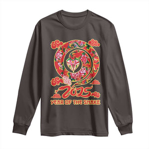 Lunar New Year 2025 Long Sleeve Shirt Year Of The Snake China Traditional TS09 Dark Chocolate Print Your Wear