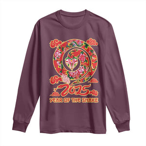 Lunar New Year 2025 Long Sleeve Shirt Year Of The Snake China Traditional TS09 Maroon Print Your Wear