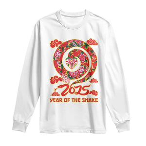 Lunar New Year 2025 Long Sleeve Shirt Year Of The Snake China Traditional TS09 White Print Your Wear