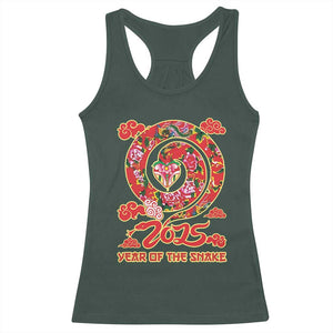 Lunar New Year 2025 Racerback Tank Top Year Of The Snake China Traditional TS09 Dark Forest Green Print Your Wear