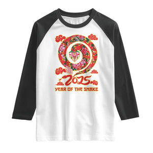 Lunar New Year 2025 Raglan Shirt Year Of The Snake China Traditional TS09 White Black Print Your Wear