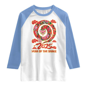 Lunar New Year 2025 Raglan Shirt Year Of The Snake China Traditional TS09 White Carolina Blue Print Your Wear