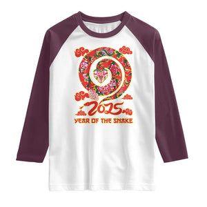 Lunar New Year 2025 Raglan Shirt Year Of The Snake China Traditional TS09 White Maroon Print Your Wear