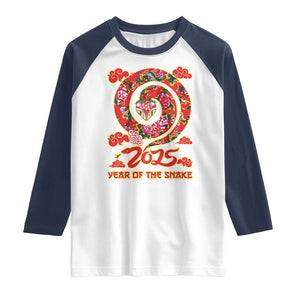 Lunar New Year 2025 Raglan Shirt Year Of The Snake China Traditional TS09 White Navy Print Your Wear