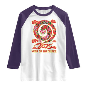 Lunar New Year 2025 Raglan Shirt Year Of The Snake China Traditional TS09 White Purple Print Your Wear