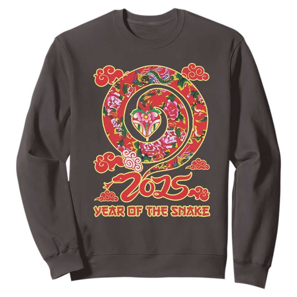 Lunar New Year 2025 Sweatshirt Year Of The Snake China Traditional TS09 Dark Chocolate Print Your Wear