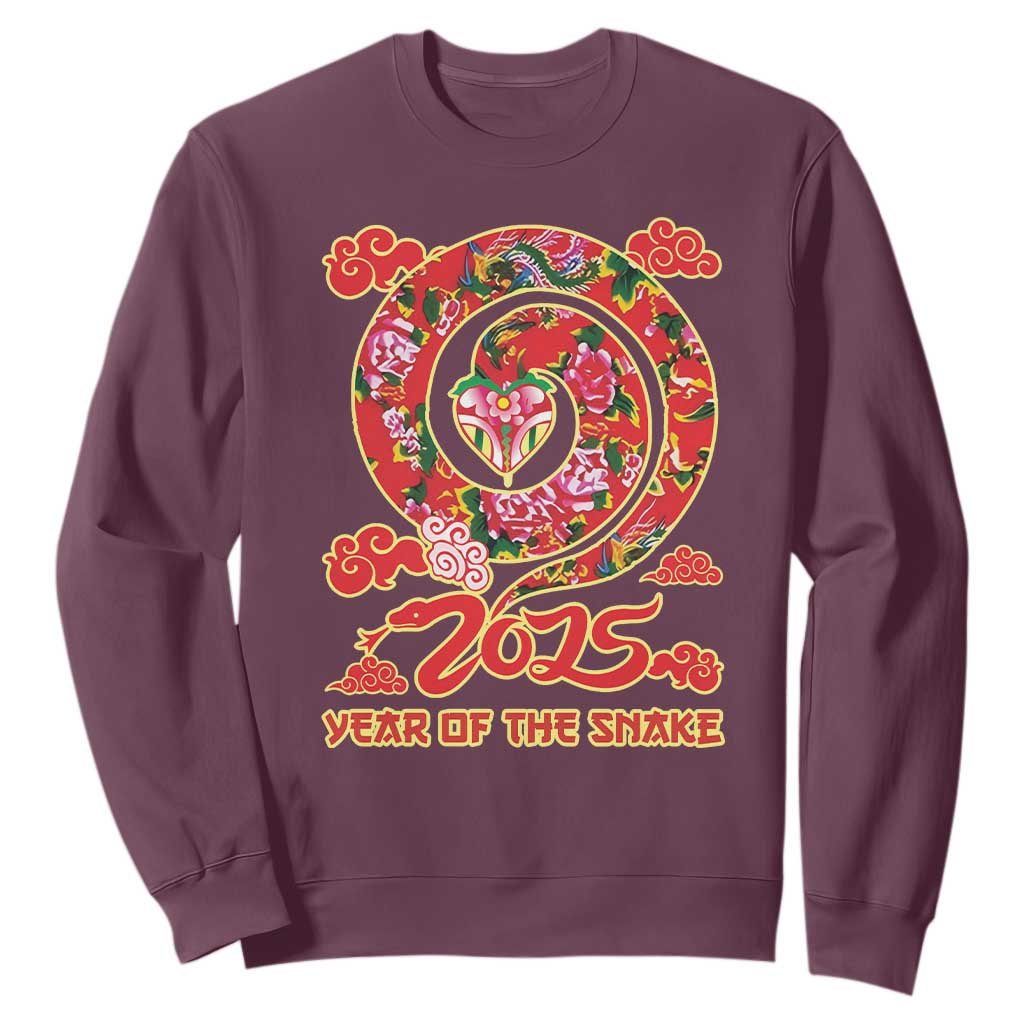 Lunar New Year 2025 Sweatshirt Year Of The Snake China Traditional TS09 Maroon Print Your Wear