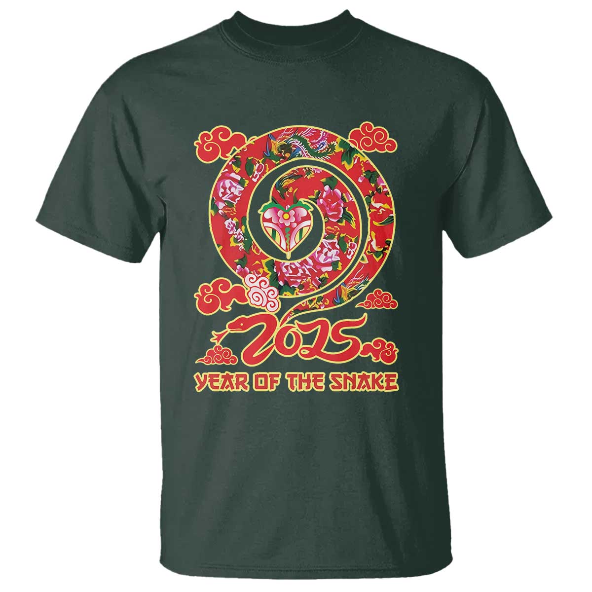 Lunar New Year 2025 T Shirt Year Of The Snake China Traditional TS09 Dark Forest Green Print Your Wear