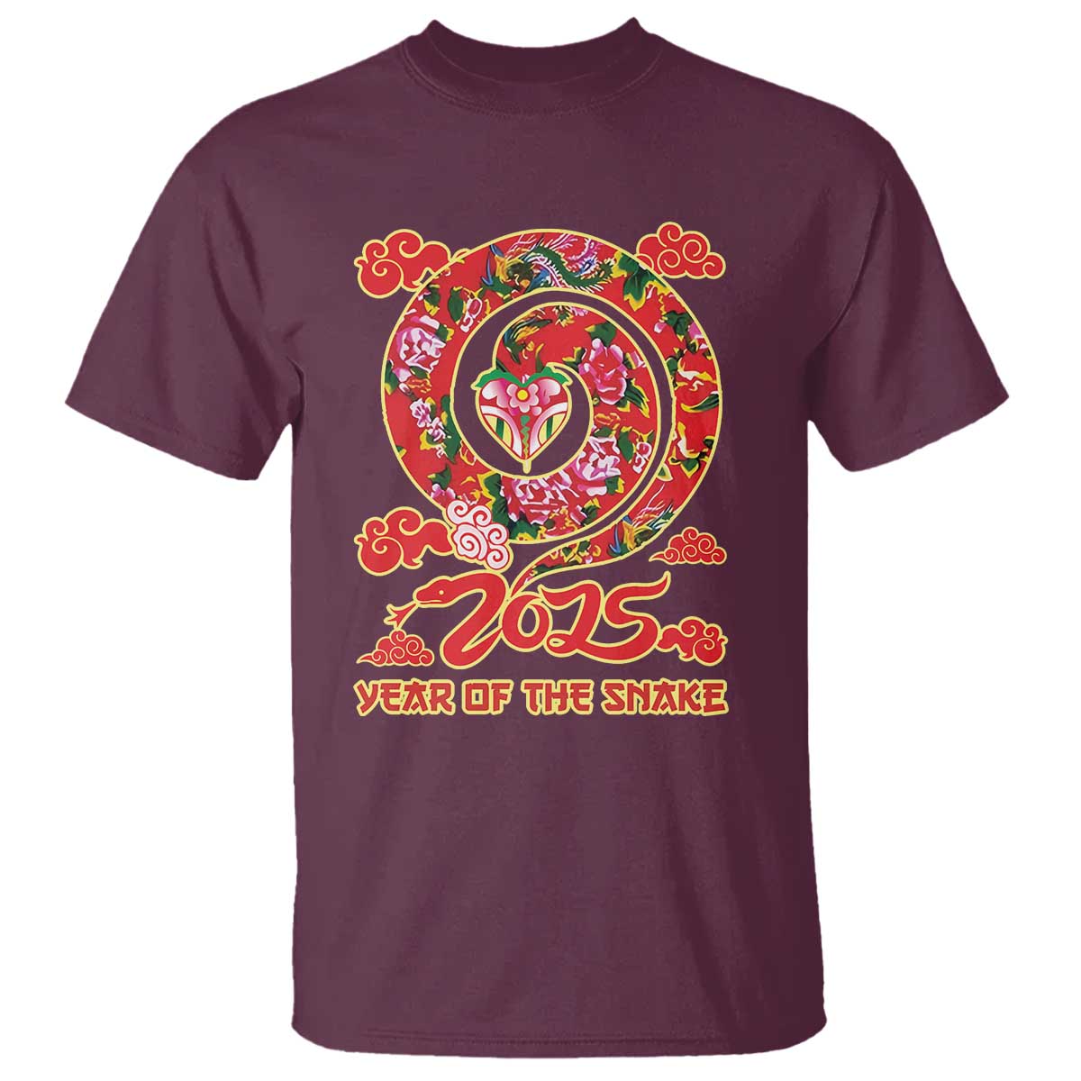 Lunar New Year 2025 T Shirt Year Of The Snake China Traditional TS09 Maroon Print Your Wear