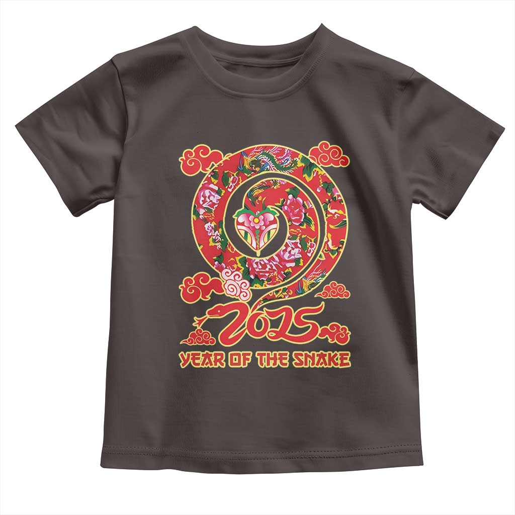 Lunar New Year 2025 Toddler T Shirt Year Of The Snake China Traditional TS09 Dark Chocolate Print Your Wear