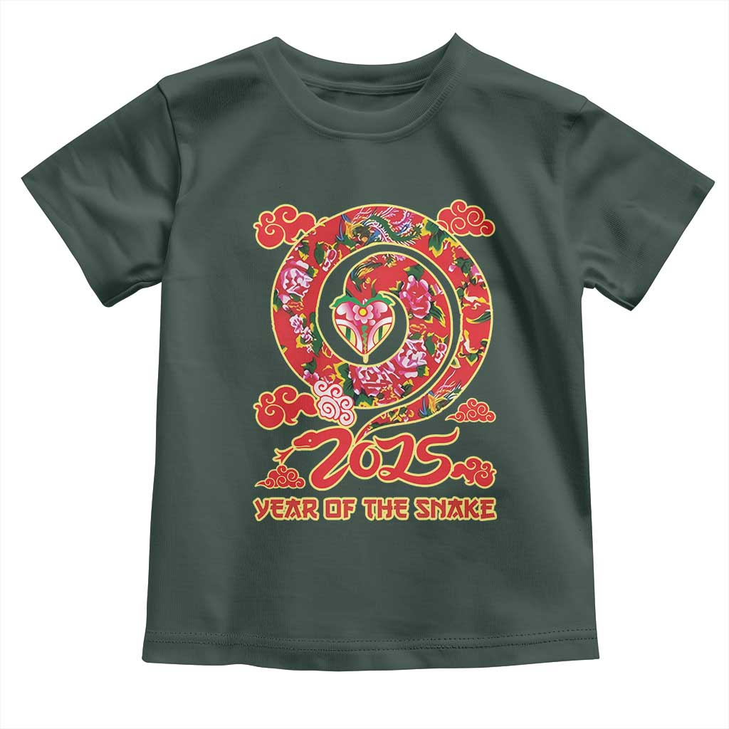 Lunar New Year 2025 Toddler T Shirt Year Of The Snake China Traditional TS09 Dark Forest Green Print Your Wear