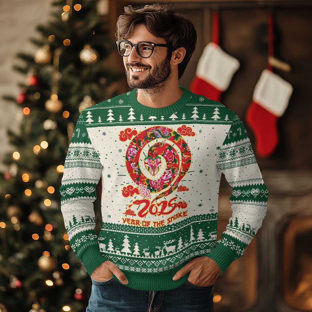 Lunar New Year 2025 Ugly Christmas Sweater Year Of The Snake China Traditional TS09 Green Print Your Wear