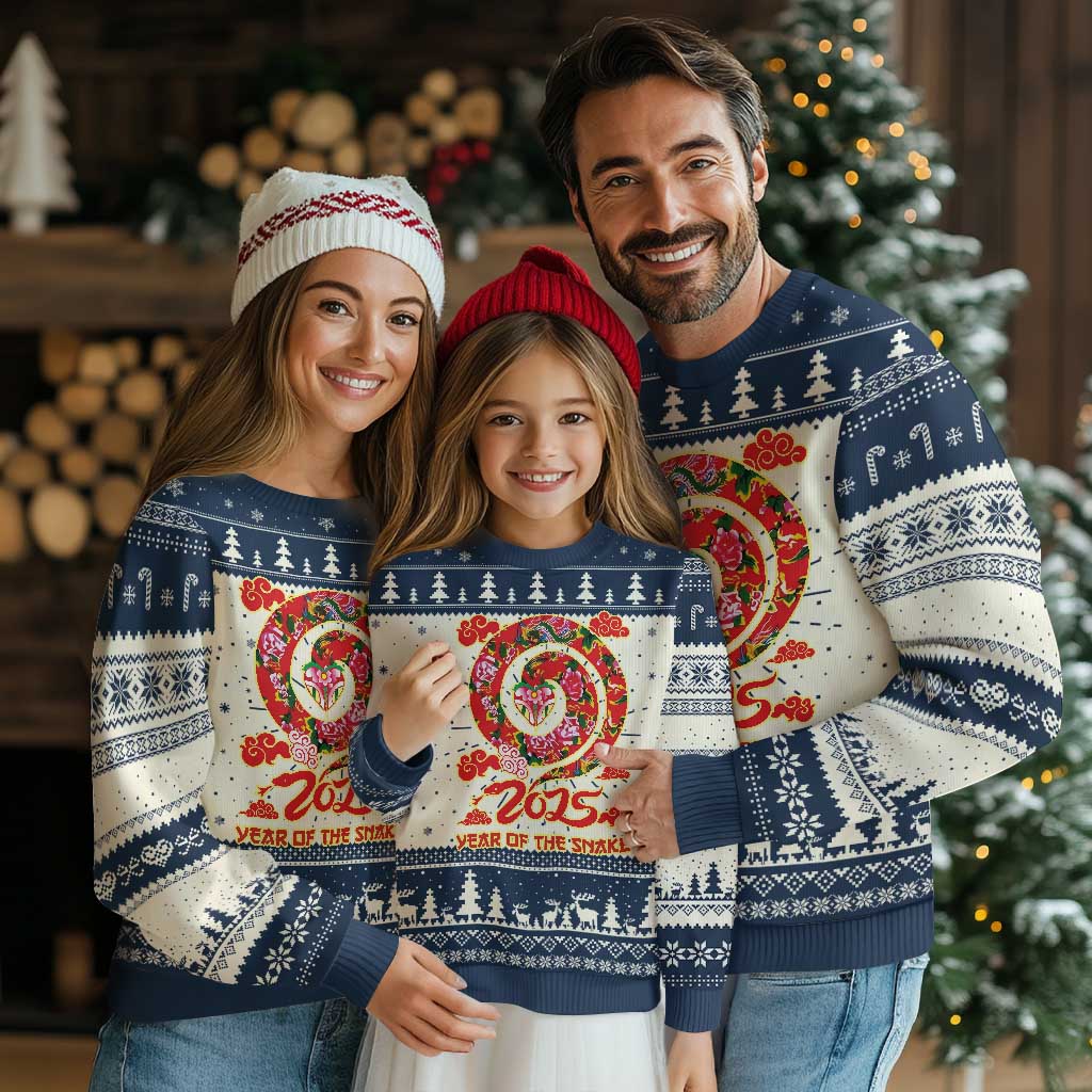 Lunar New Year 2025 Ugly Christmas Sweater Year Of The Snake China Traditional TS09 Navy Print Your Wear