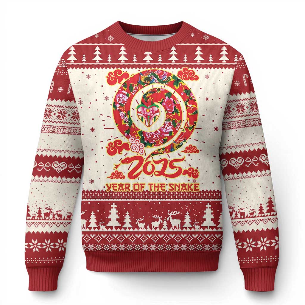 Lunar New Year 2025 Ugly Christmas Sweater Year Of The Snake China Traditional TS09 Red Print Your Wear