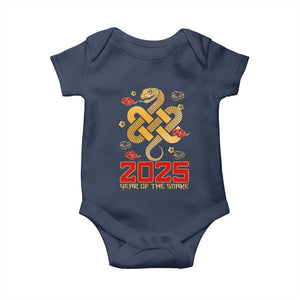 Year Of The Snake 2025 Baby Onesie Lunar New Year Chinese Traditional TS09 Navy Print Your Wear