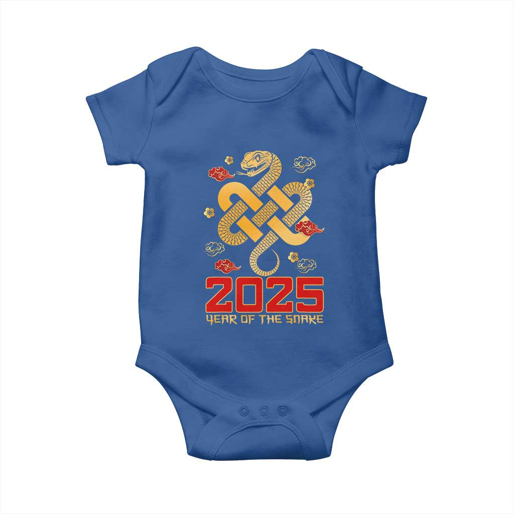 Year Of The Snake 2025 Baby Onesie Lunar New Year Chinese Traditional TS09 Royal Blue Print Your Wear