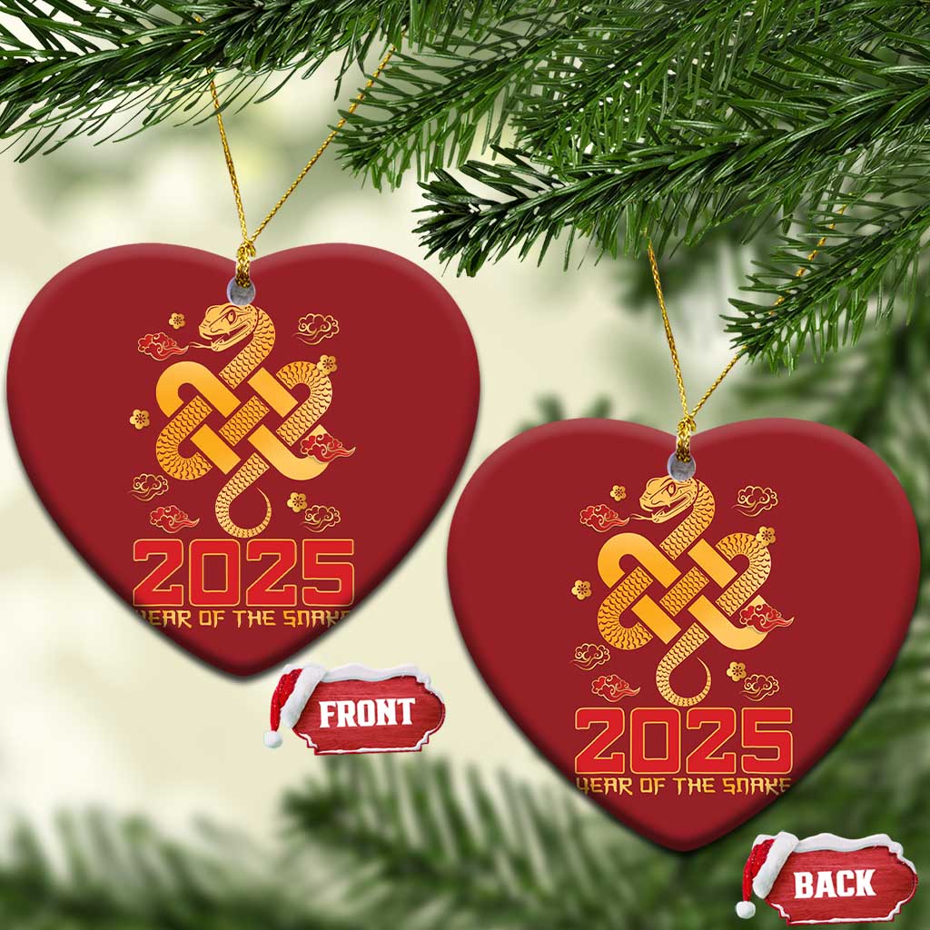 Year Of The Snake 2025 Christmas Ornament Lunar New Year Chinese Traditional TS09 Heart Red Print Your Wear