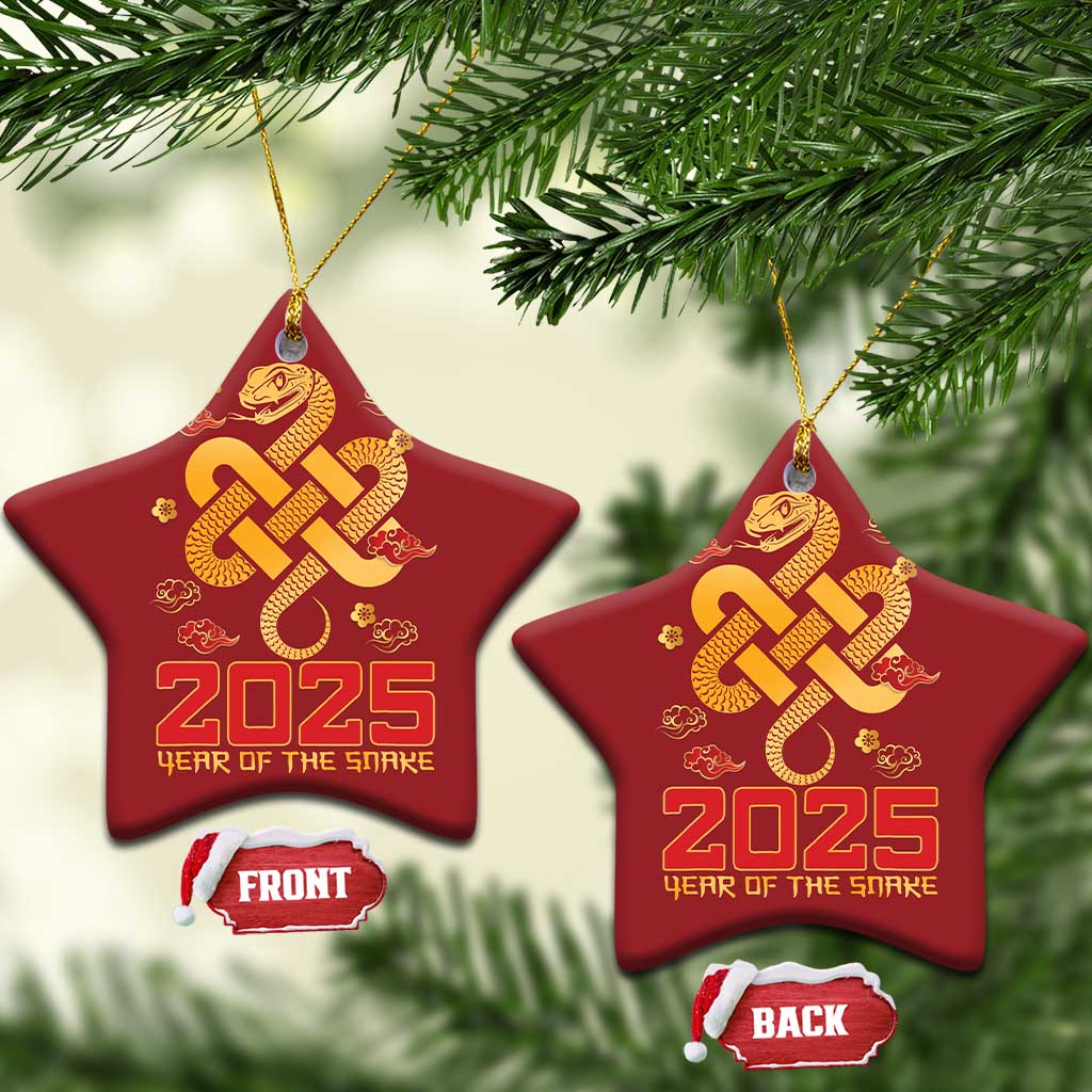 Year Of The Snake 2025 Christmas Ornament Lunar New Year Chinese Traditional TS09 Star Red Print Your Wear