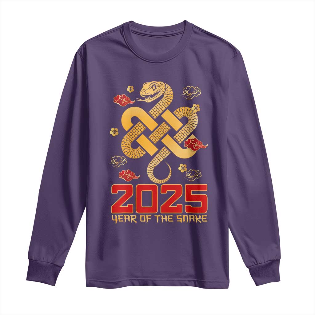 Year Of The Snake 2025 Long Sleeve Shirt Lunar New Year Chinese Traditional TS09 Purple Print Your Wear