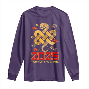 Year Of The Snake 2025 Long Sleeve Shirt Lunar New Year Chinese Traditional TS09 Purple Print Your Wear