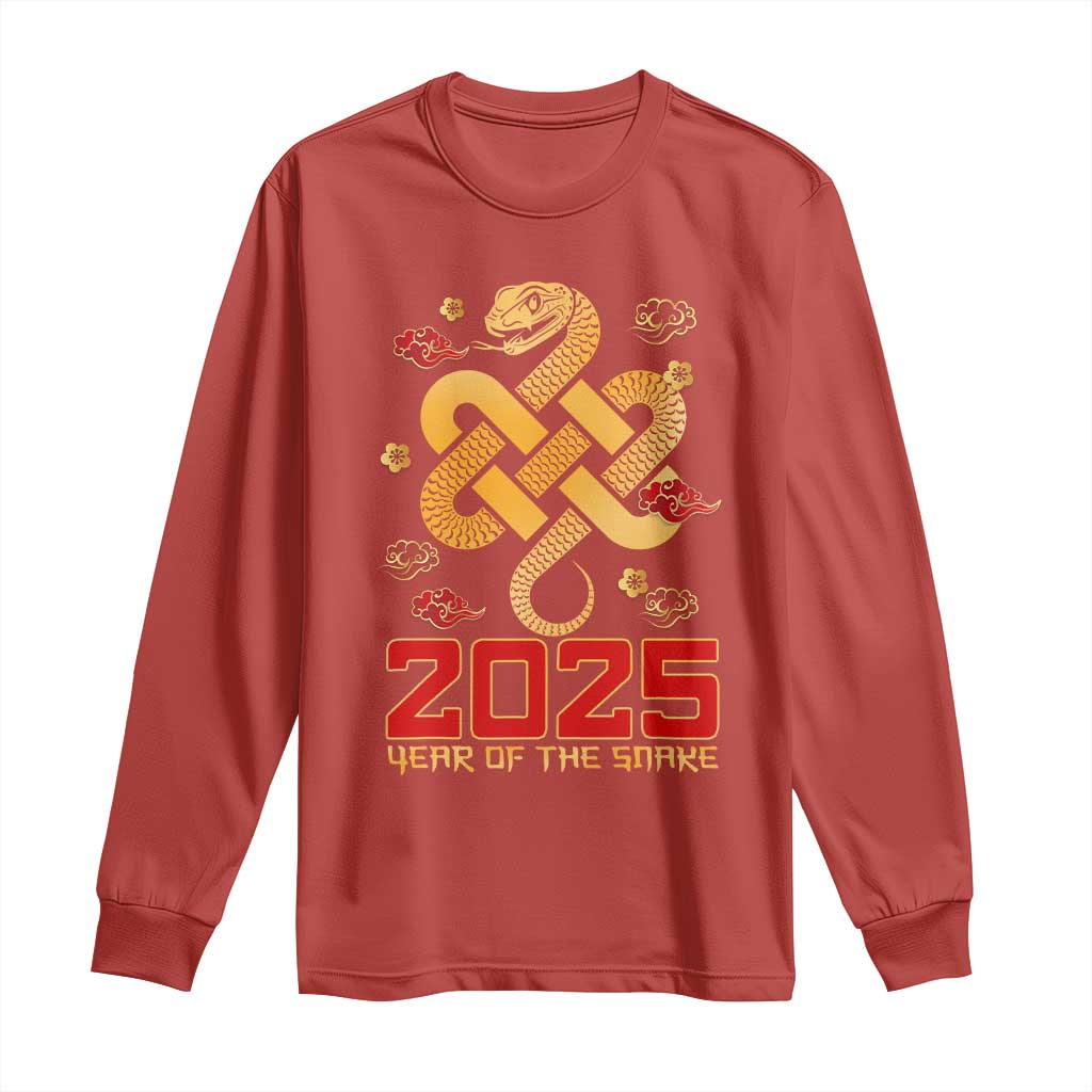 Year Of The Snake 2025 Long Sleeve Shirt Lunar New Year Chinese Traditional TS09 Red Print Your Wear