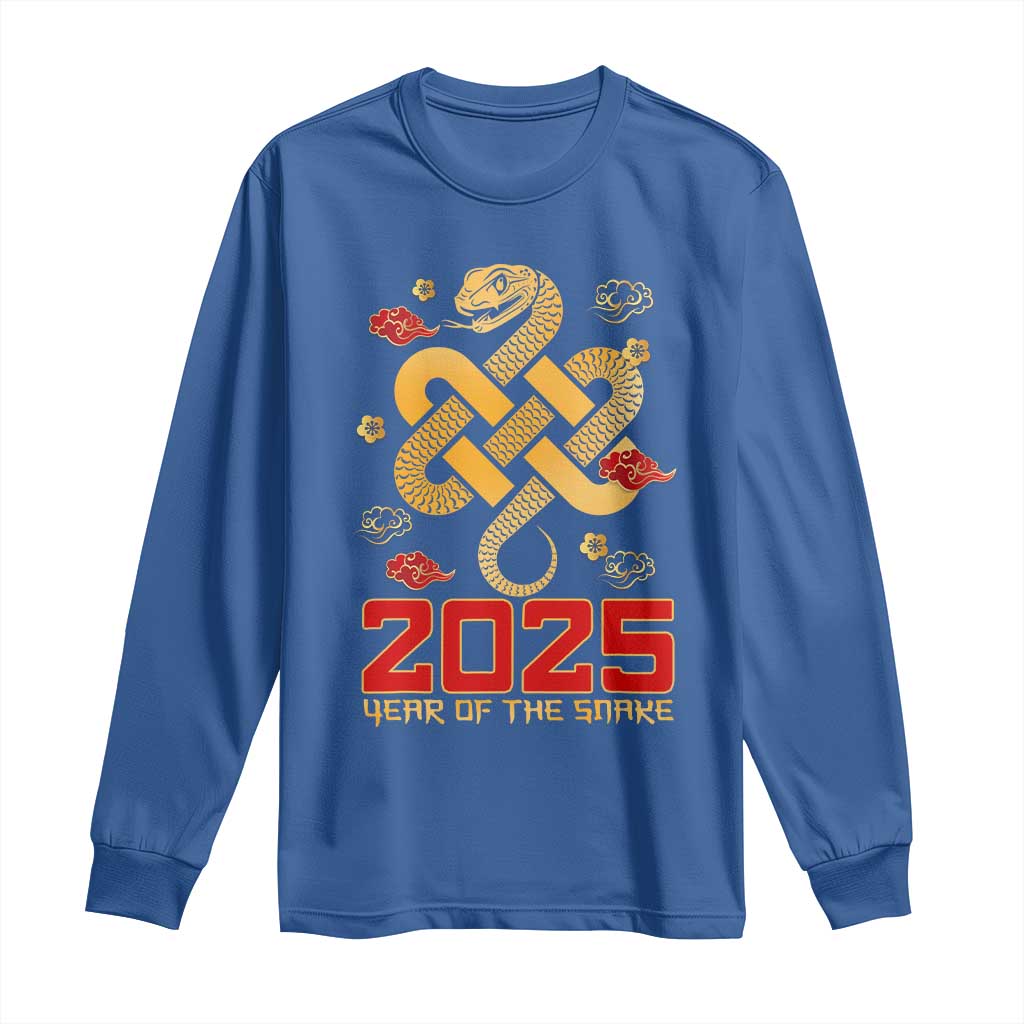 Year Of The Snake 2025 Long Sleeve Shirt Lunar New Year Chinese Traditional TS09 Royal Blue Print Your Wear