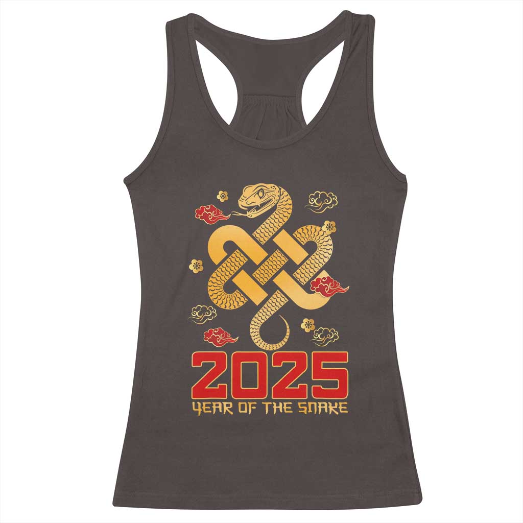Year Of The Snake 2025 Racerback Tank Top Lunar New Year Chinese Traditional TS09 Dark Chocolate Print Your Wear