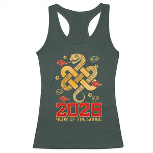 Year Of The Snake 2025 Racerback Tank Top Lunar New Year Chinese Traditional TS09 Dark Forest Green Print Your Wear