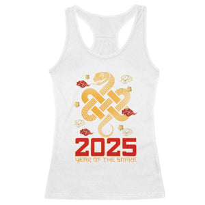 Year Of The Snake 2025 Racerback Tank Top Lunar New Year Chinese Traditional TS09 White Print Your Wear