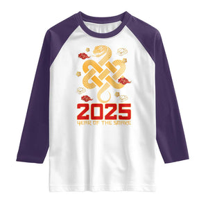 Year Of The Snake 2025 Raglan Shirt Lunar New Year Chinese Traditional TS09 White Purple Print Your Wear