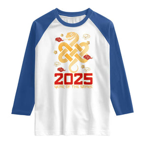 Year Of The Snake 2025 Raglan Shirt Lunar New Year Chinese Traditional TS09 White Royal Print Your Wear