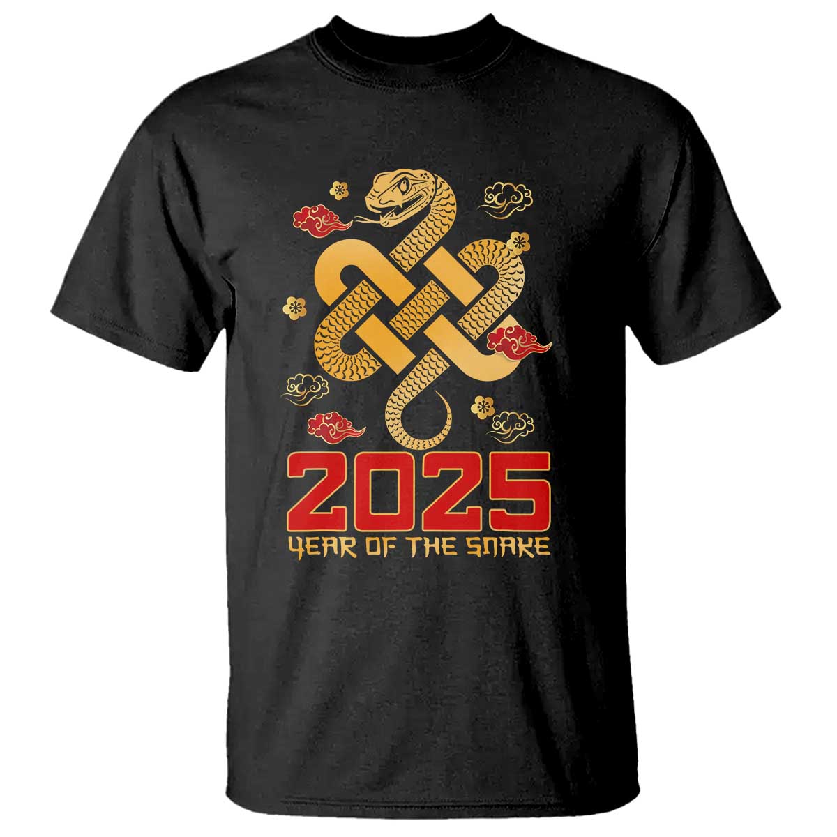 Year Of The Snake 2025 T Shirt Lunar New Year Chinese Traditional TS09 Black Print Your Wear