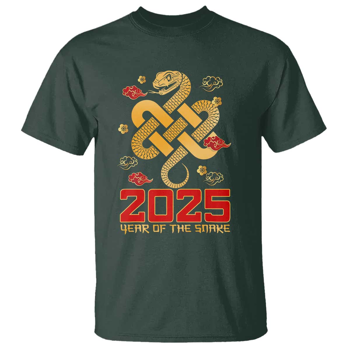 Year Of The Snake 2025 T Shirt Lunar New Year Chinese Traditional TS09 Dark Forest Green Print Your Wear