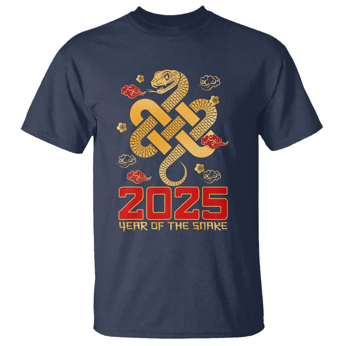 Year Of The Snake 2025 T Shirt Lunar New Year Chinese Traditional TS09 Navy Print Your Wear