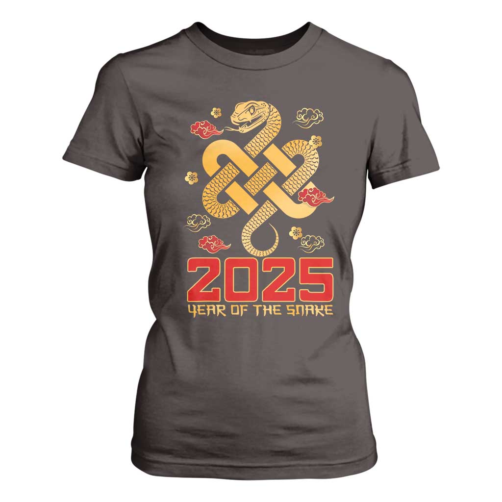 Year Of The Snake 2025 T Shirt For Women Lunar New Year Chinese Traditional TS09 Dark Chocolate Print Your Wear