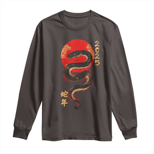 Year Of The Snake 2025 Long Sleeve Shirt Lunar New Year Chinese Snake TS09 Dark Chocolate Print Your Wear