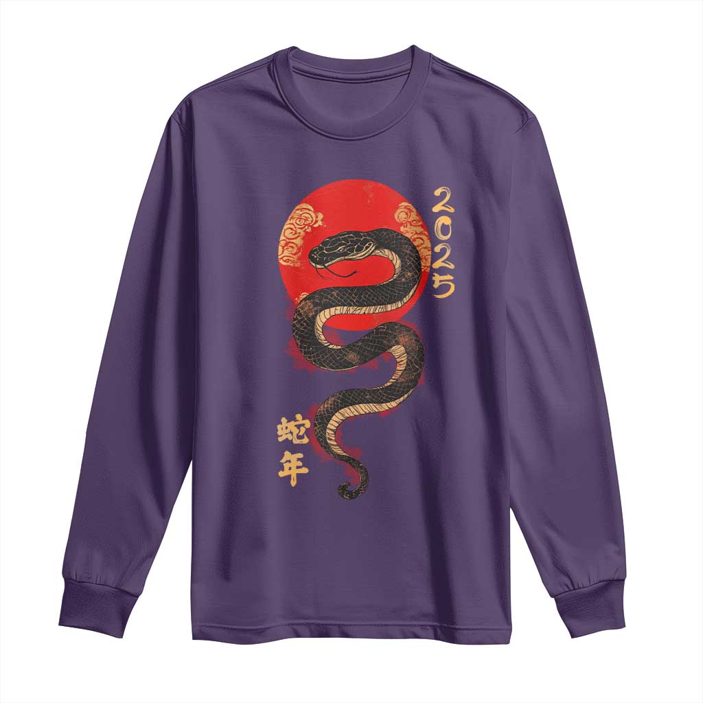 Year Of The Snake 2025 Long Sleeve Shirt Lunar New Year Chinese Snake TS09 Purple Print Your Wear