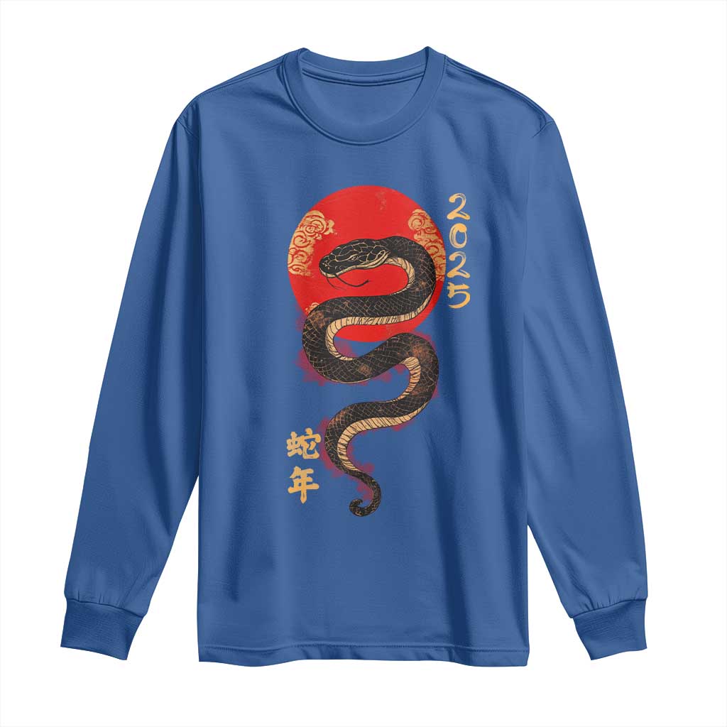 Year Of The Snake 2025 Long Sleeve Shirt Lunar New Year Chinese Snake TS09 Royal Blue Print Your Wear
