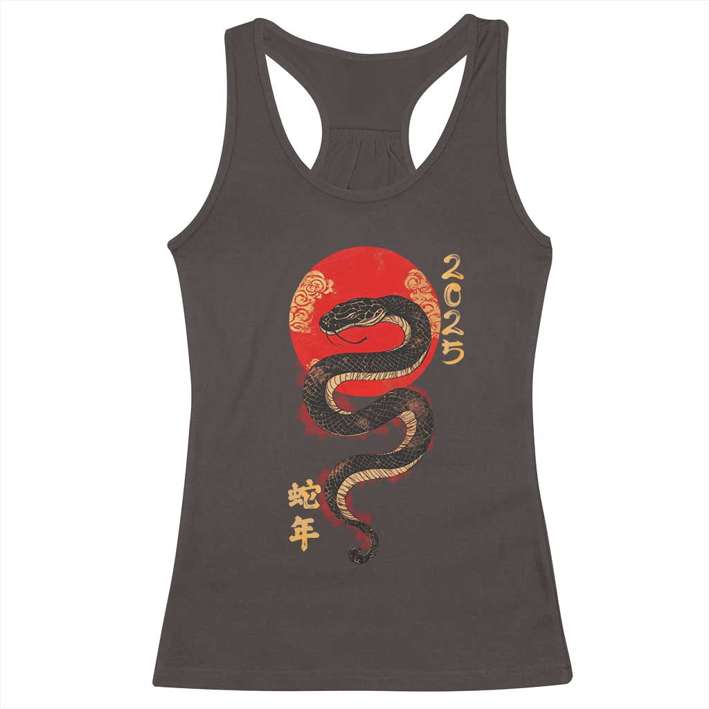 Year Of The Snake 2025 Racerback Tank Top Lunar New Year Chinese Snake TS09 Dark Chocolate Print Your Wear