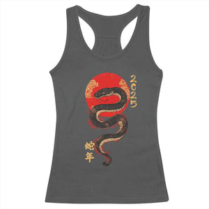 Year Of The Snake 2025 Racerback Tank Top Lunar New Year Chinese Snake TS09 Dark Heather Print Your Wear