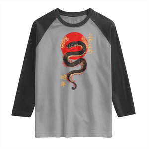 Year Of The Snake 2025 Raglan Shirt Lunar New Year Chinese Snake TS09 Sport Gray Black Print Your Wear