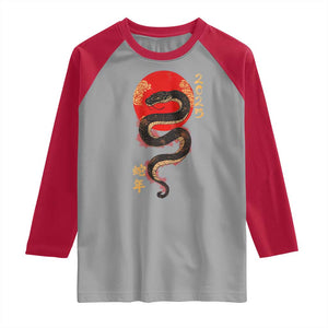Year Of The Snake 2025 Raglan Shirt Lunar New Year Chinese Snake TS09 Sport Gray Red Print Your Wear