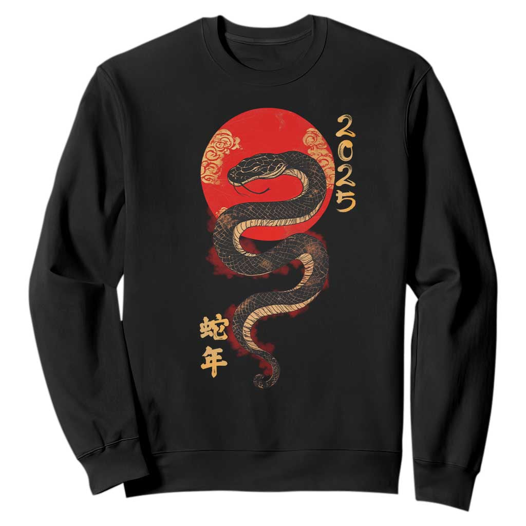 Year Of The Snake 2025 Sweatshirt Lunar New Year Chinese Snake TS09 Black Print Your Wear